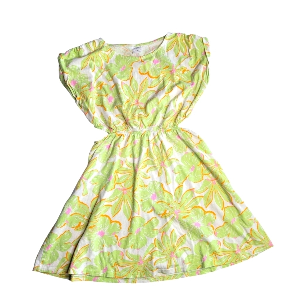 Zara Knit Floral Kids Dress in Green and Yellow 13/14